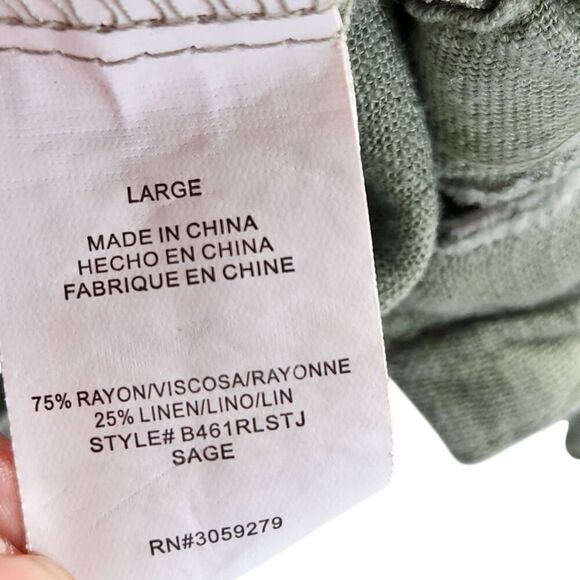 Thread Supply Linen Pants Size Large Light Green Color Elastic Waist - Picture 11 of 12